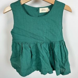 Linen Emerald Green Peplum‎ Top Button Back Tank